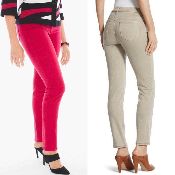 Chicos Sz 3 (16) Red So Slimming Girlfriend Ankle Jeans Pants Stretch EUC - Picture 2 of 12